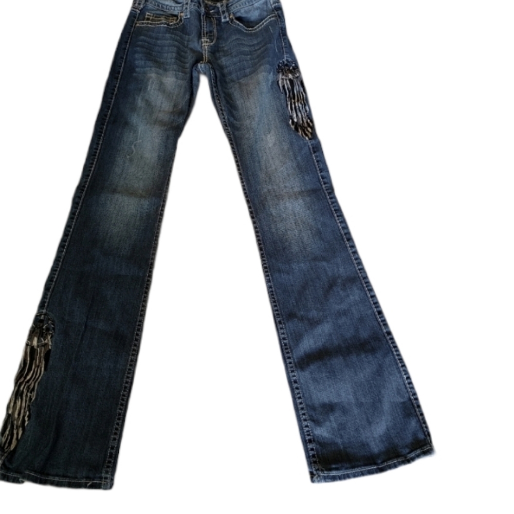 Cowgirl Tuff Rare NEVER GIVE UP Jeans Size 28x37 L